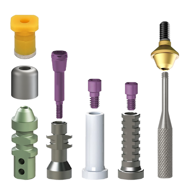 Narrow Platform Straight Multi Unit Kit 1mm Shoulder Includes 1-MU-KSAN, 1-MU-KSSL, 1-MU-KSOTT, 1-MU-KSSLP, 1-MU-KS-PT, 1-MU-KSHC & 2-MU-KSTS RITTM-NL-MU-KS10K