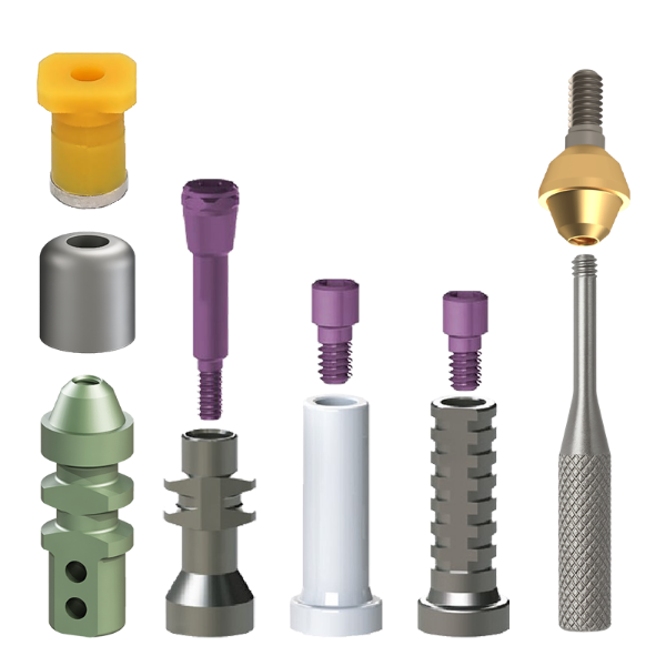 Narrow Platform Straight Multi Unit Kit 2mm Shoulder Includes 1-MU-KSAN, 1-MU-KSSL, 1-MU-KSOTT, 1-MU-KSSLP, 1-MU-KS-PT, 1-MU-KSHC & 2-MU-KSTS