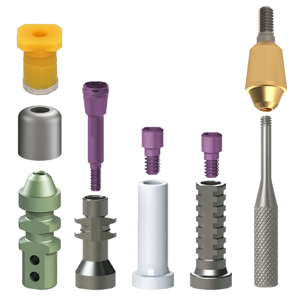 Narrow Platform Straight Multi Unit Kit 5mm Shoulder Includes 1-MU-KSAN, 1-MU-KSSL, 1-MU-KSOTT, 1-MU-KSSLP, 1-MU-KS-PT, 1-MU-KSHC & 2-MU-KSTS