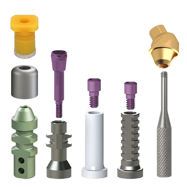 Narrow Platform 30° Angled Multi Unit Kit 1mm Shoulder Includes 1-MU-KSAN, 1-MU-KSSL, 1-MU-KSOTT, 1-MU-KSSLP, 1-MU-KS-PT, 1-MU-KSHC , 2-MU-KSTS, 1-MU-HD & 1-NL-MU-TSAMU