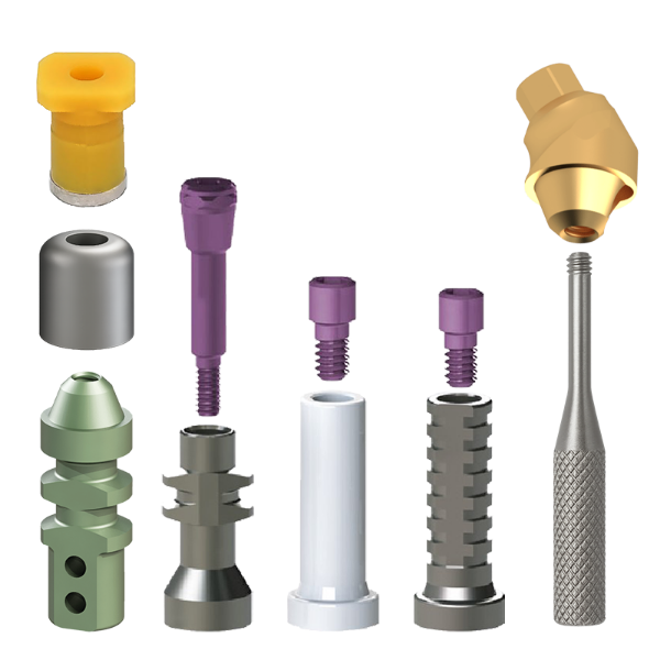 30° Angled Multi Unit Kit 2mm Shoulder Includes 1-MU-KSAN, 1-MU-KSSL, 1-MU-KSOTT, 1-MU-KSSLP, 1-MU-KS-PT, 1-MU-KSHC , 2-MU-KSTS, 1-MU-HD & 1-MU-TSAMU