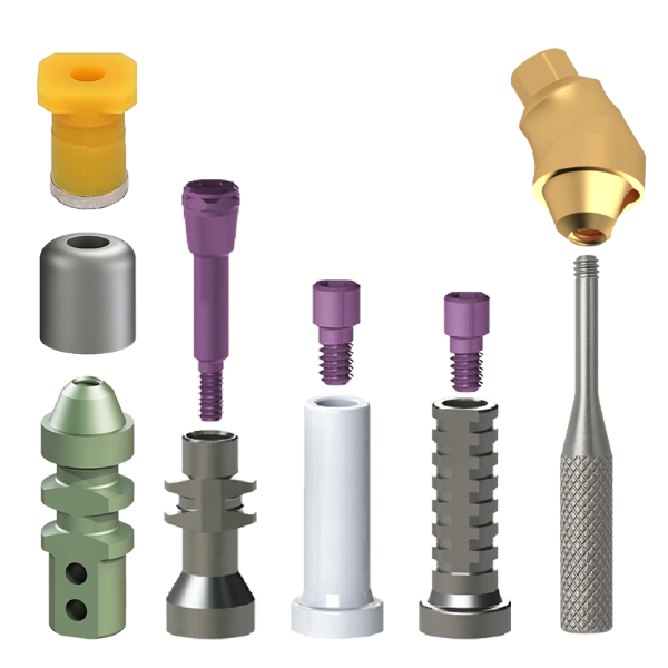 30° Angled Multi Unit Kit 3mm Shoulder Includes 1-MU-KSAN, 1-MU-KSSL, 1-MU-KSOTT, 1-MU-KSSLP, 1-MU-KS-PT, 1-MU-KSHC , 2-MU-KSTS, 1-MU-HD & 1-MU-TSAMU